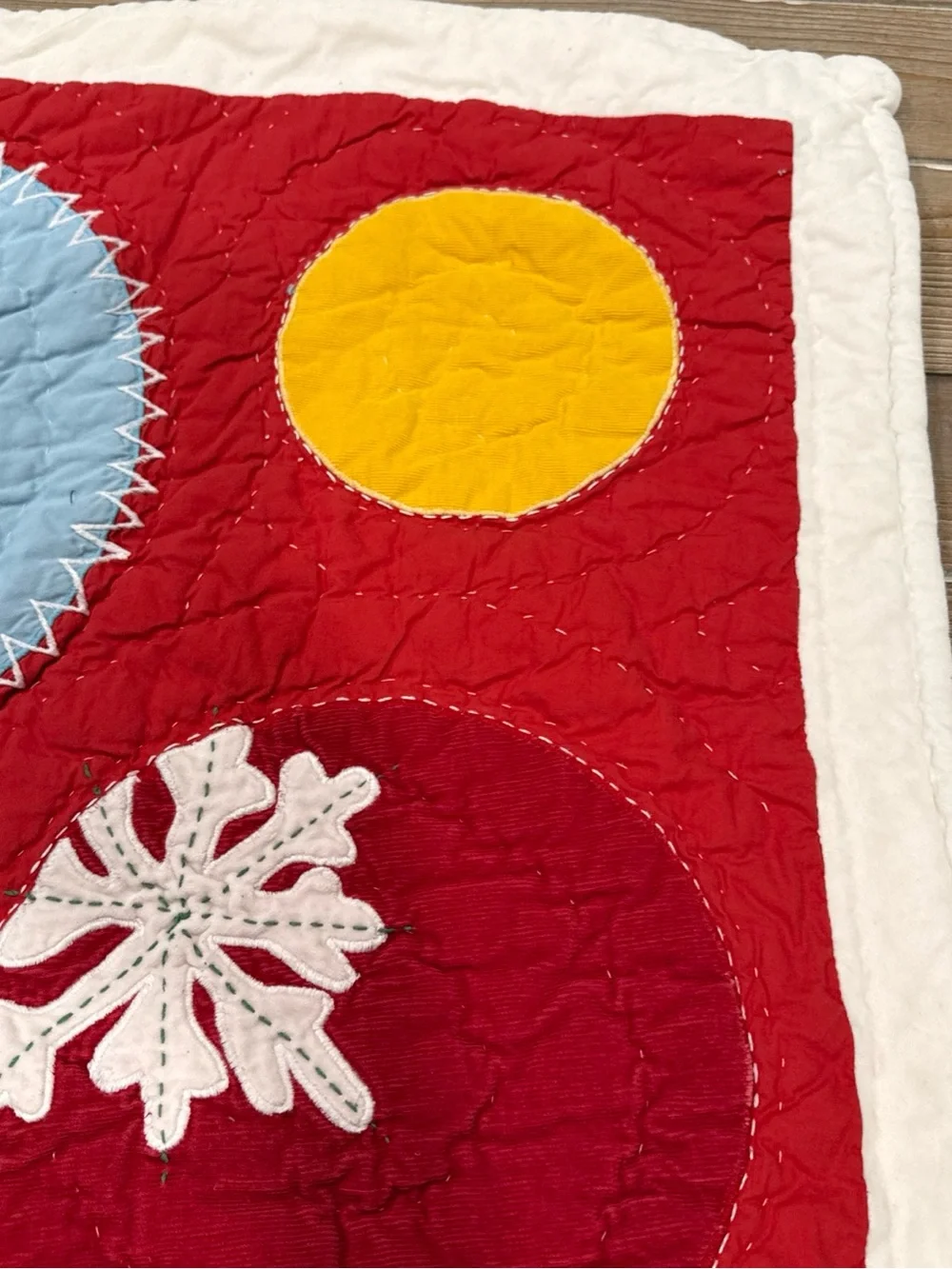 Pottery Barn Kids Reversible Christmas Quilt 48x35 Green Dot Santa VTG  Cotton